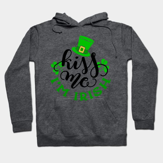 Kiss Me I'm Irish Funny Clover St Patrick Hoodie by TheBlackCatprints